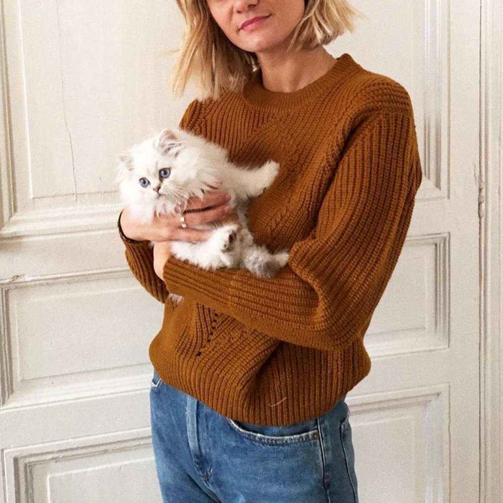 Aritzia Wilfred Serment Sweater 100% Merino Wool Pointelle Oversized Knit Fall - Picture 11 of 11